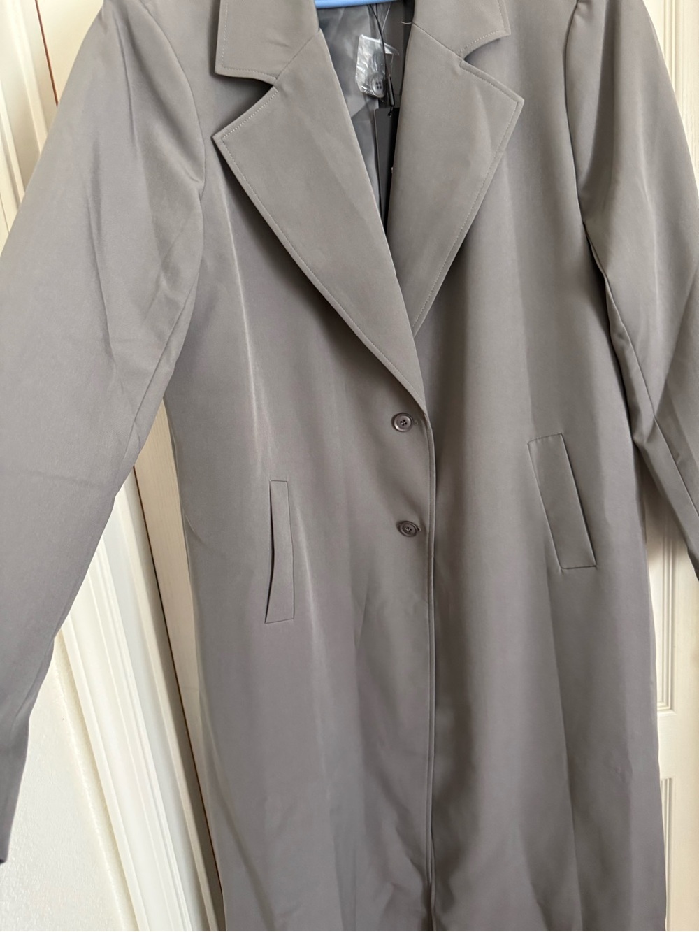 Fashion Nova Gray Single-Button Long duster Coat - Picture 5 of 6
